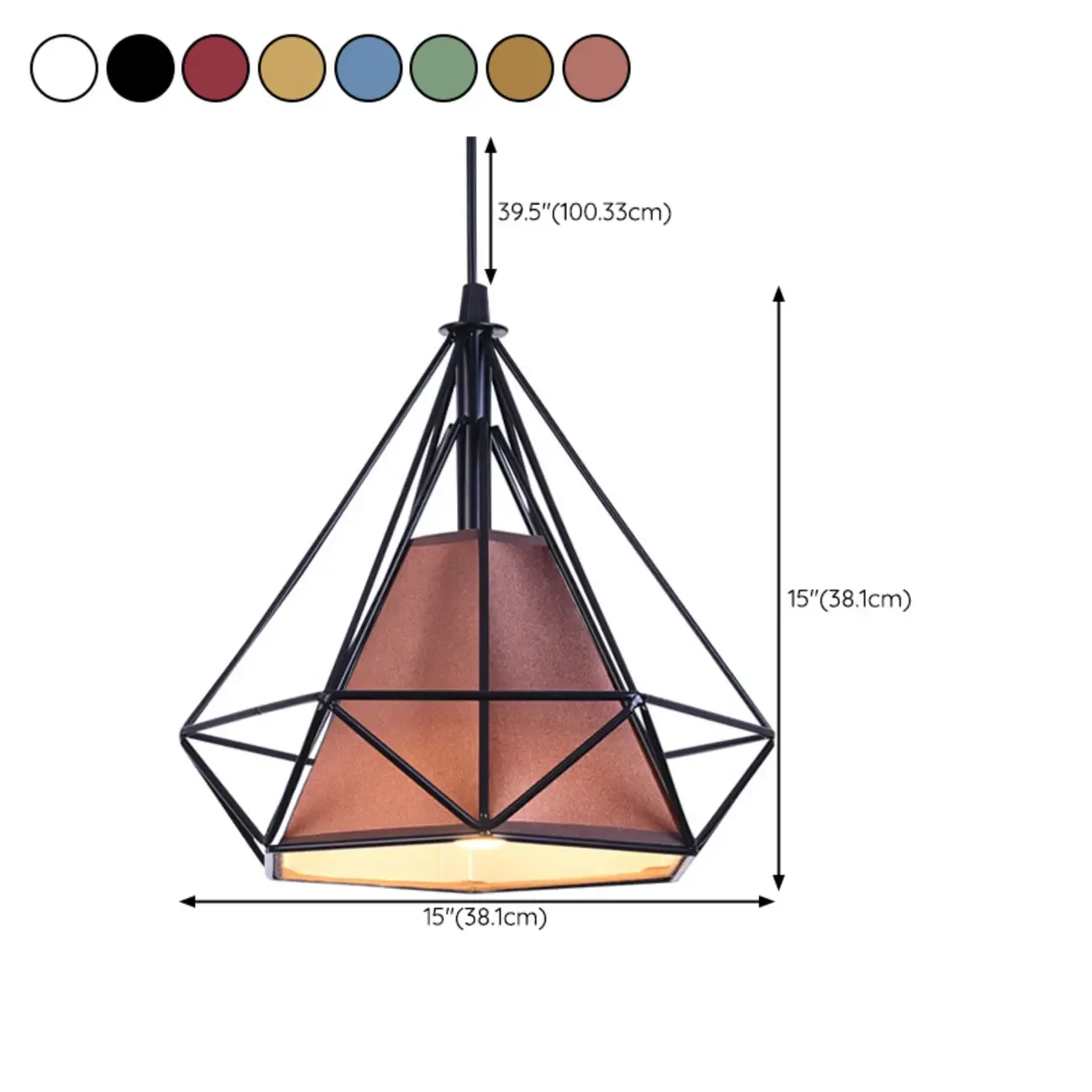 Modern Colorful Cone Pendant Lamp with Diamond Frame for Living Room Image - 17