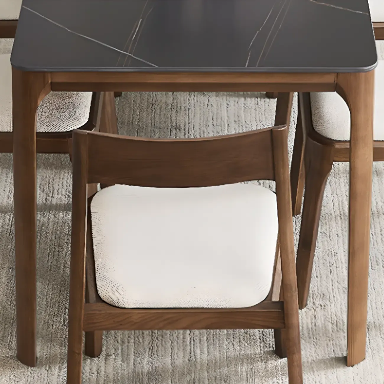Natural Scandinavian Wooden Open Back Armless Dining Chair Image - 8