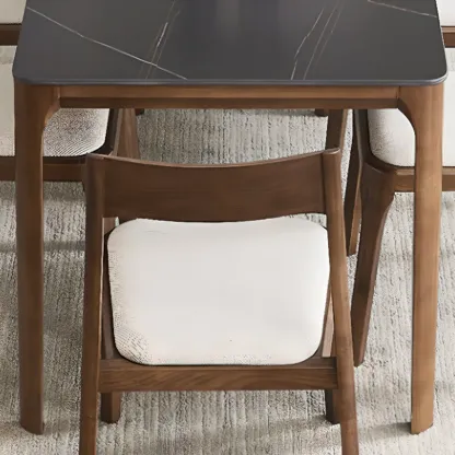Natural Scandinavian Wooden Open Back Armless Dining Chair Image - 8