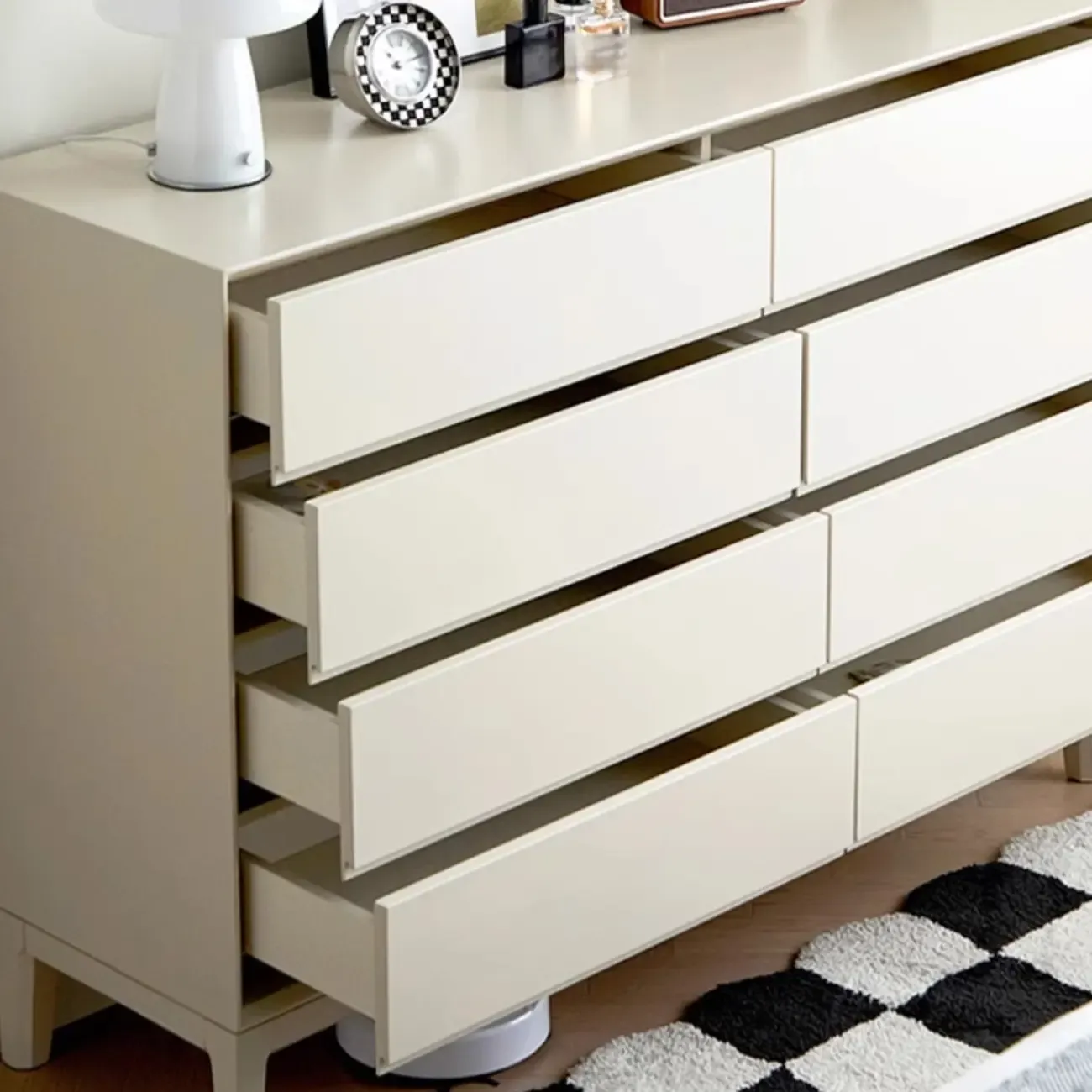 Modern Wooden Cream Double Dresser with Storage Image - 3