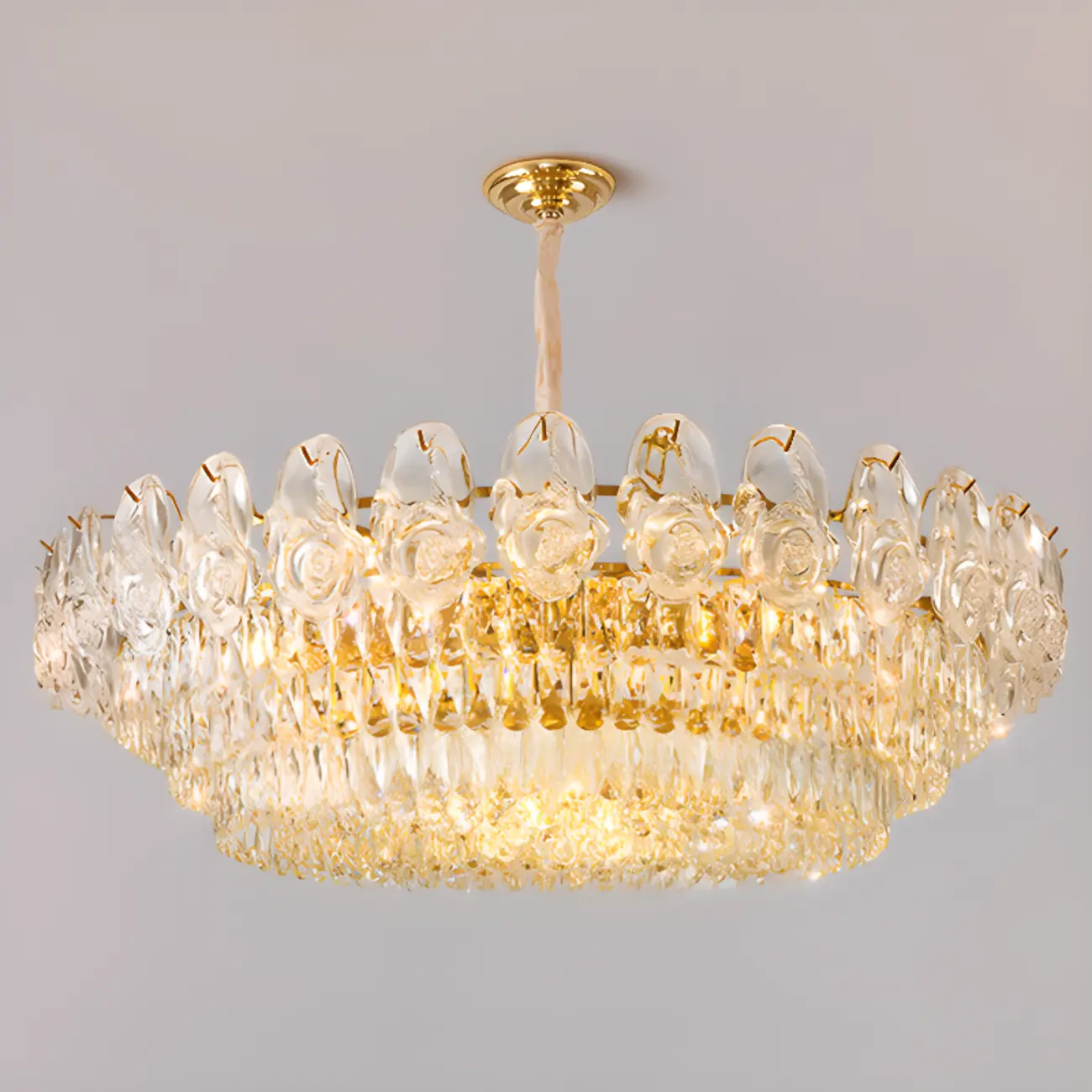 Modern Luxury Crystal Chandeliers with Glassy Shade Image - 6 | homeyfad