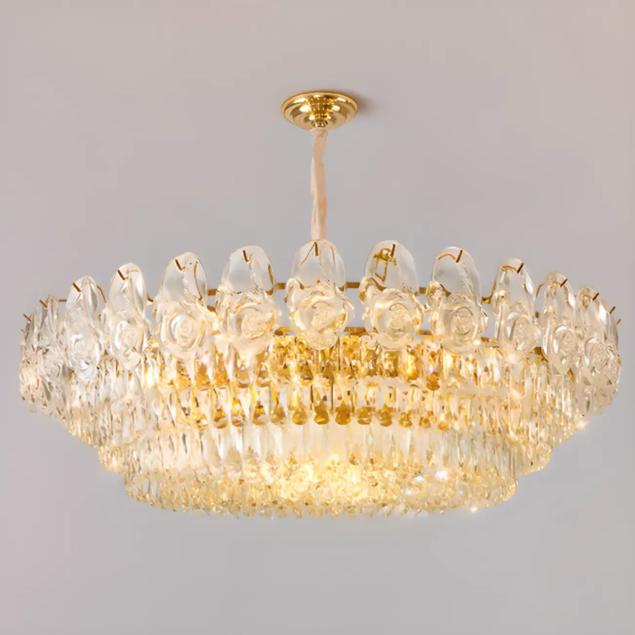 Modern Luxury Crystal Chandeliers with Glassy Shade Image - 6
