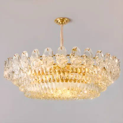 Modern Luxury Crystal Chandeliers with Glassy Shade Image - 6