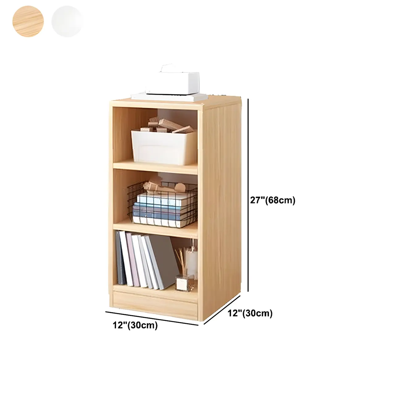 Natural Wooden Bedside Table with Open Shelves Storage Image - 35 | homeyfad
