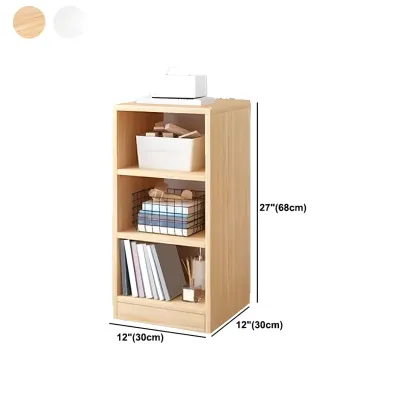 Natural Wooden Bedside Table with Open Shelves Storage Image - 35
