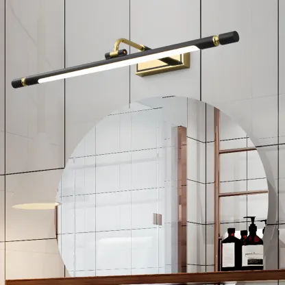Modern linear LED Vanity Light Fixture with Black Lampshade Image - 1