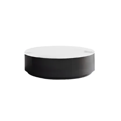 Modern Round White Nesting Coffee Table Set with Drawers Image - 7