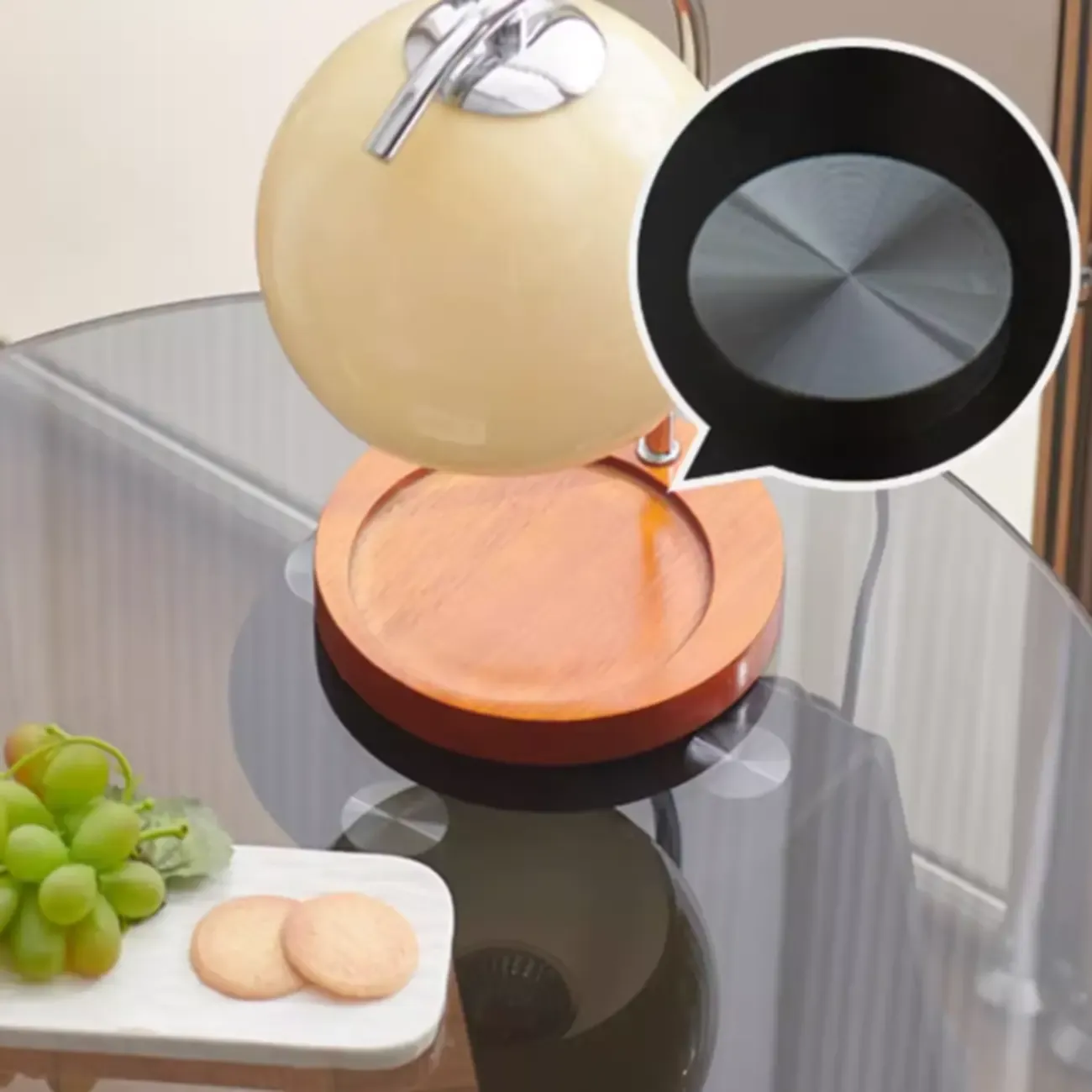 Modern Black Clear Glass Round Side Table for Couch Image - 9