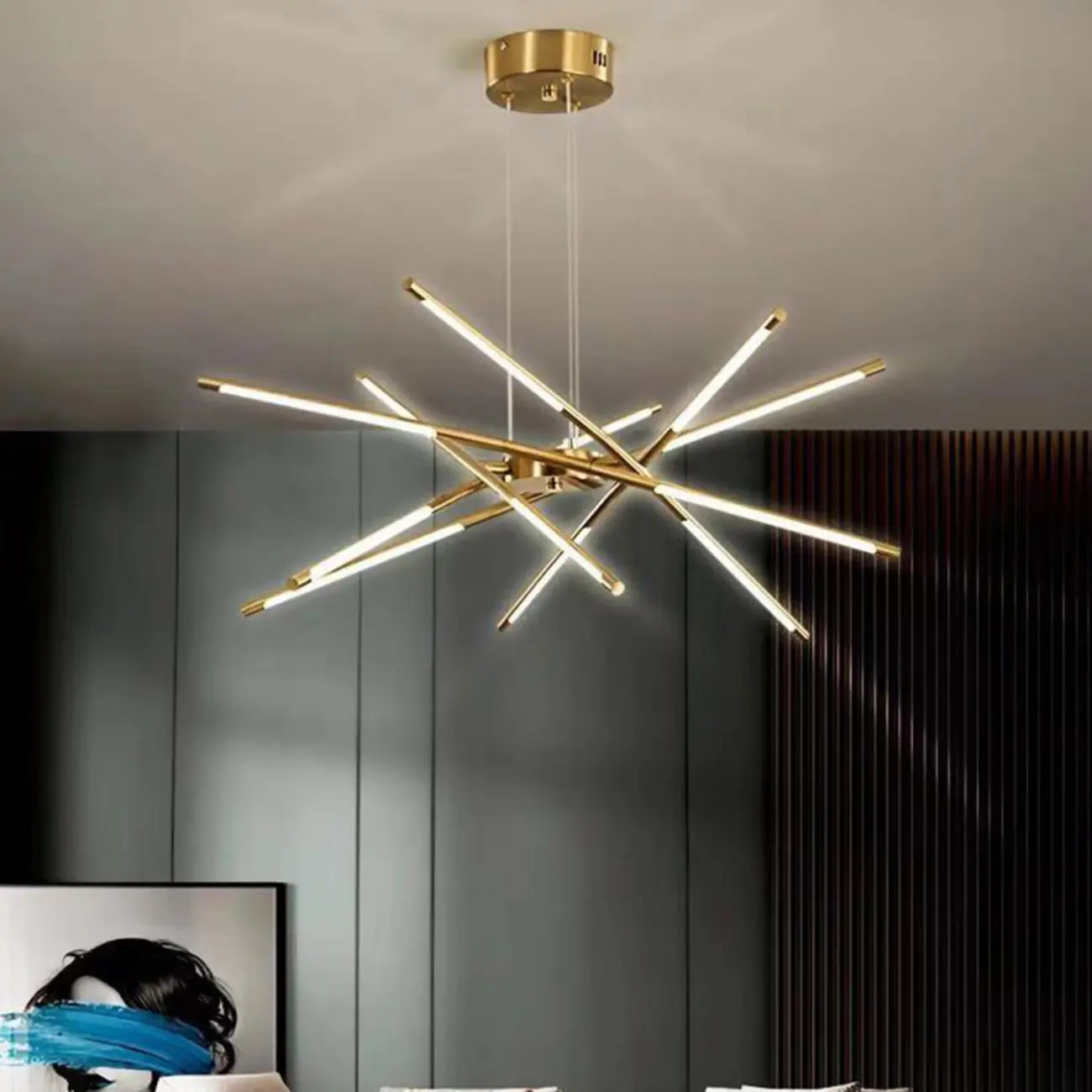 Linear Sputnik LED Chandelier with Adjustable Height Image - 1 | homeyfad