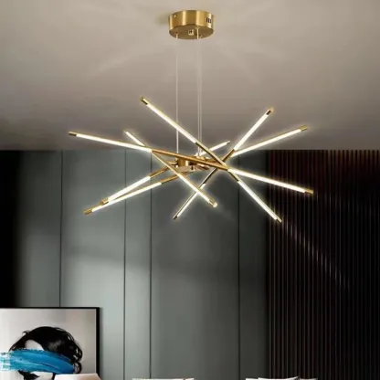 Linear Sputnik LED Chandelier with Adjustable Height Image - 1