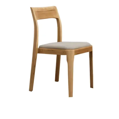 Natural Scandinavian Wooden Open Back Armless Dining Chair Image - 9