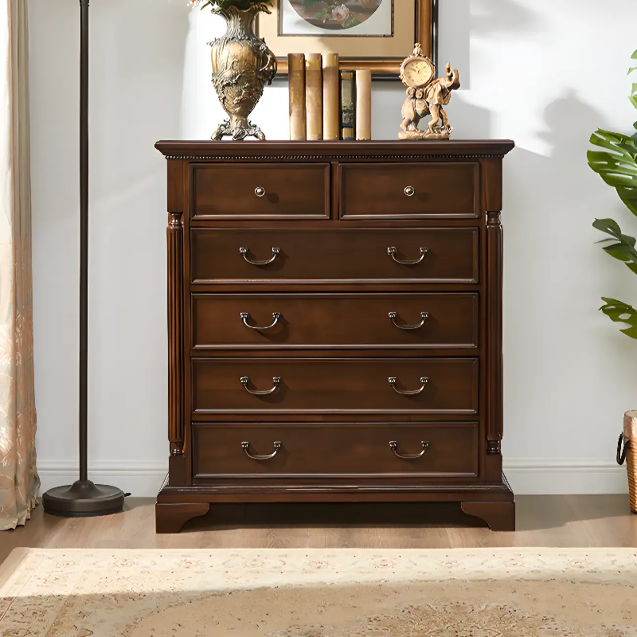 Traditional Brown Wood Dressers with 9-Drawers for Office Image - 4