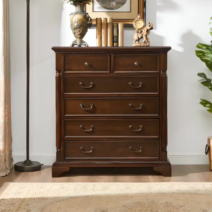 Traditional Brown Wood Dressers with 9-Drawers for Office Image - 4