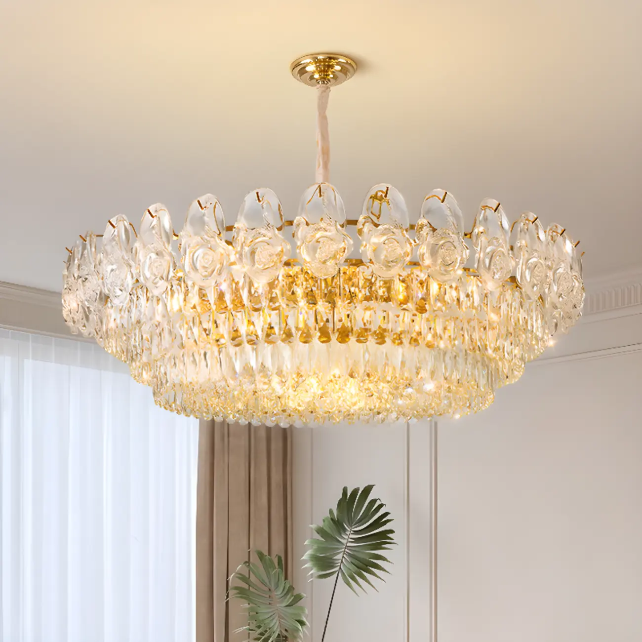 Modern Luxury Crystal Chandeliers with Glassy Shade Image - 2 | homeyfad