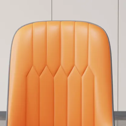 Modern Leather Upholstered Dining Chair with High Back Image - 21