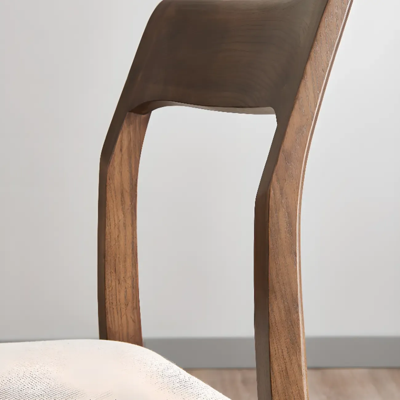 Natural Scandinavian Wooden Open Back Armless Dining Chair Image - 10