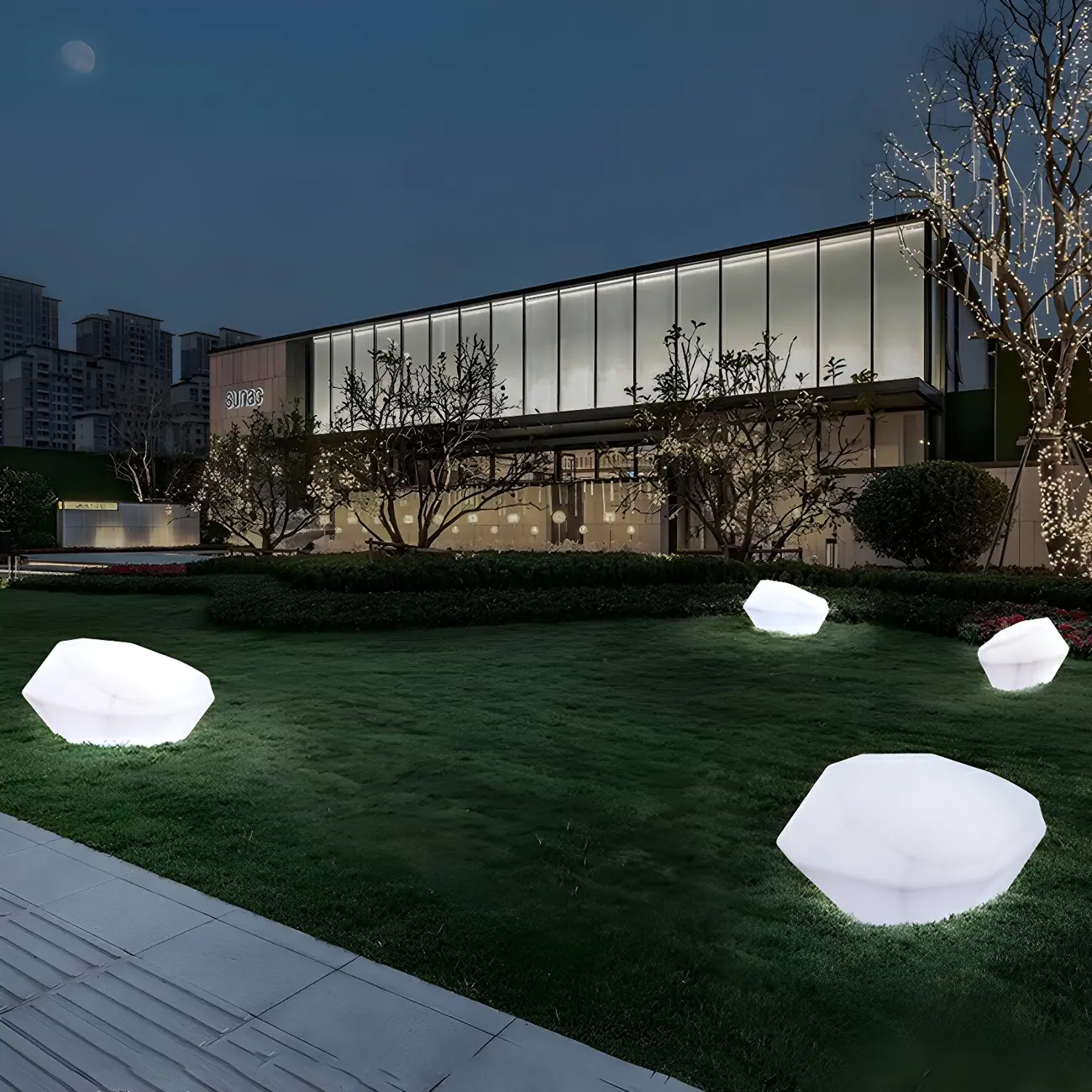 LED White Plastic Rock Ground Lighting for Outdoor Lawn Image - 1 | homeyfad