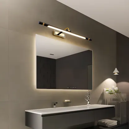 Modern linear LED Vanity Light Fixture with Black Lampshade Image - 3
