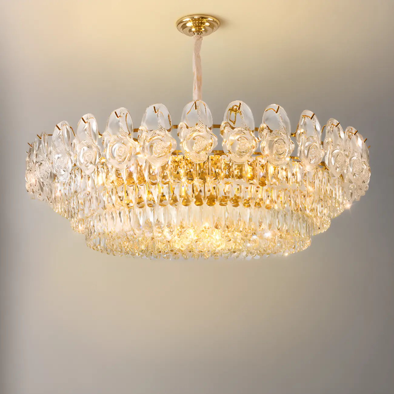 Modern Luxury Crystal Chandeliers with Glassy Shade Image - 7 | homeyfad