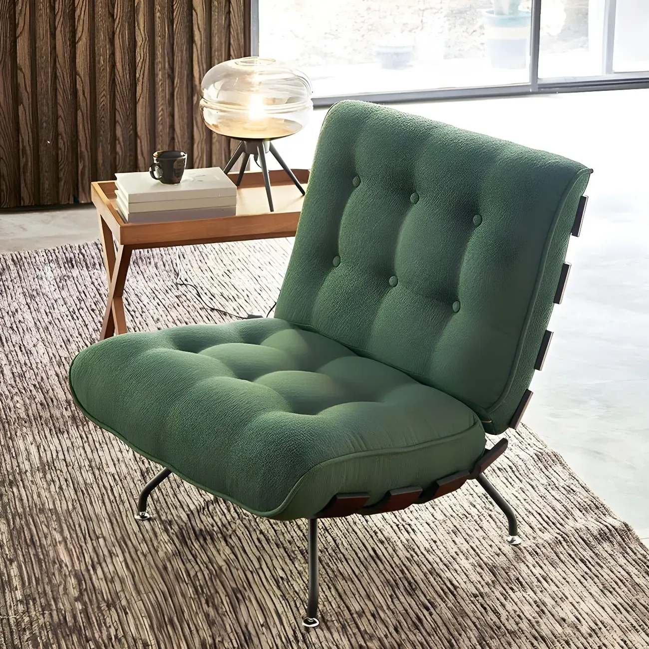 Traditional Tufted Mohair Reclining Side Chair Image - 22