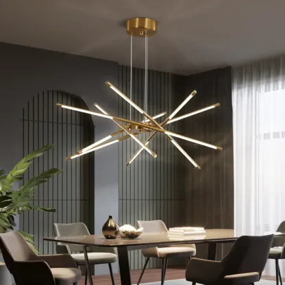 Linear Sputnik LED Chandelier with Adjustable Height Image - 3