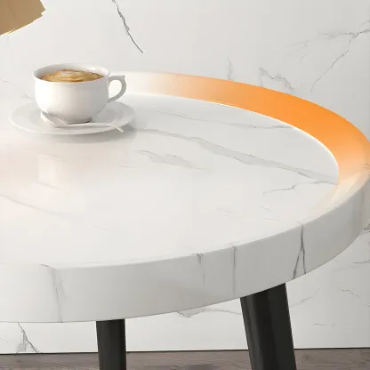 Natural Wooden Round Bedside Table with Open Storage Image - 11