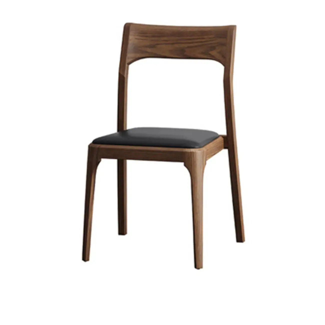Natural Scandinavian Wooden Open Back Armless Dining Chair Image - 11