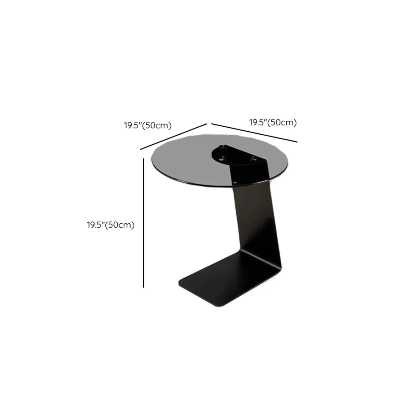 Modern Black Clear Glass Round Side Table for Couch Image - 12 | homeyfad