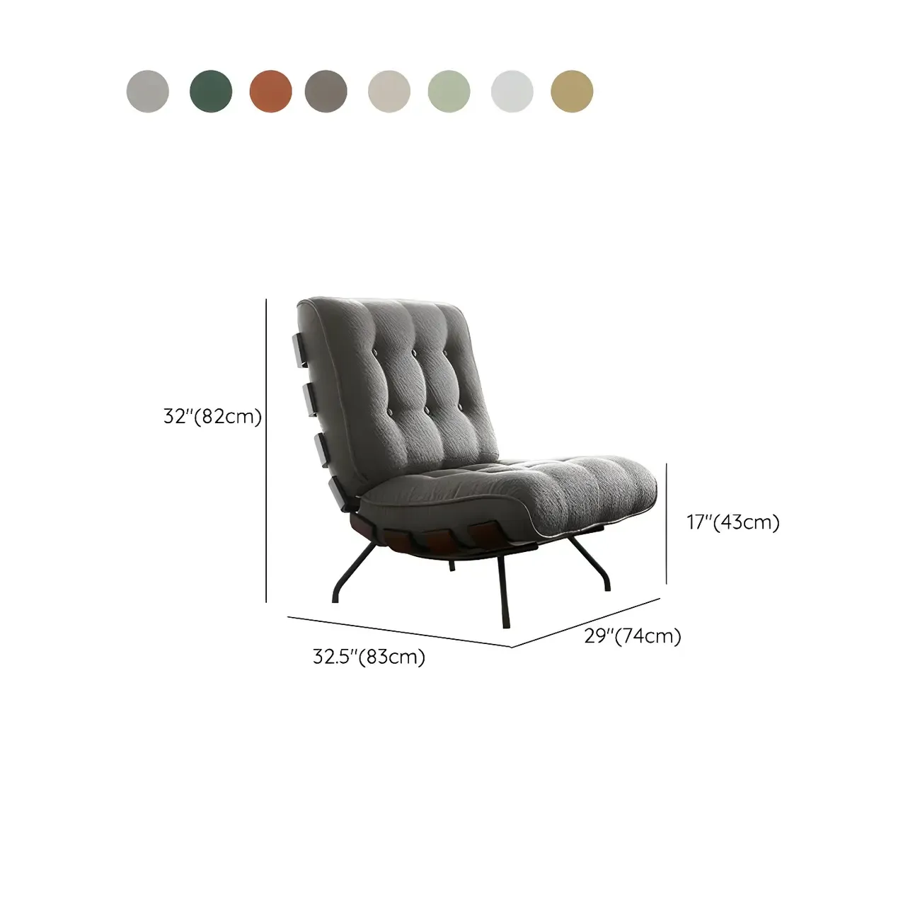 Traditional Tufted Mohair Reclining Side Chair #size