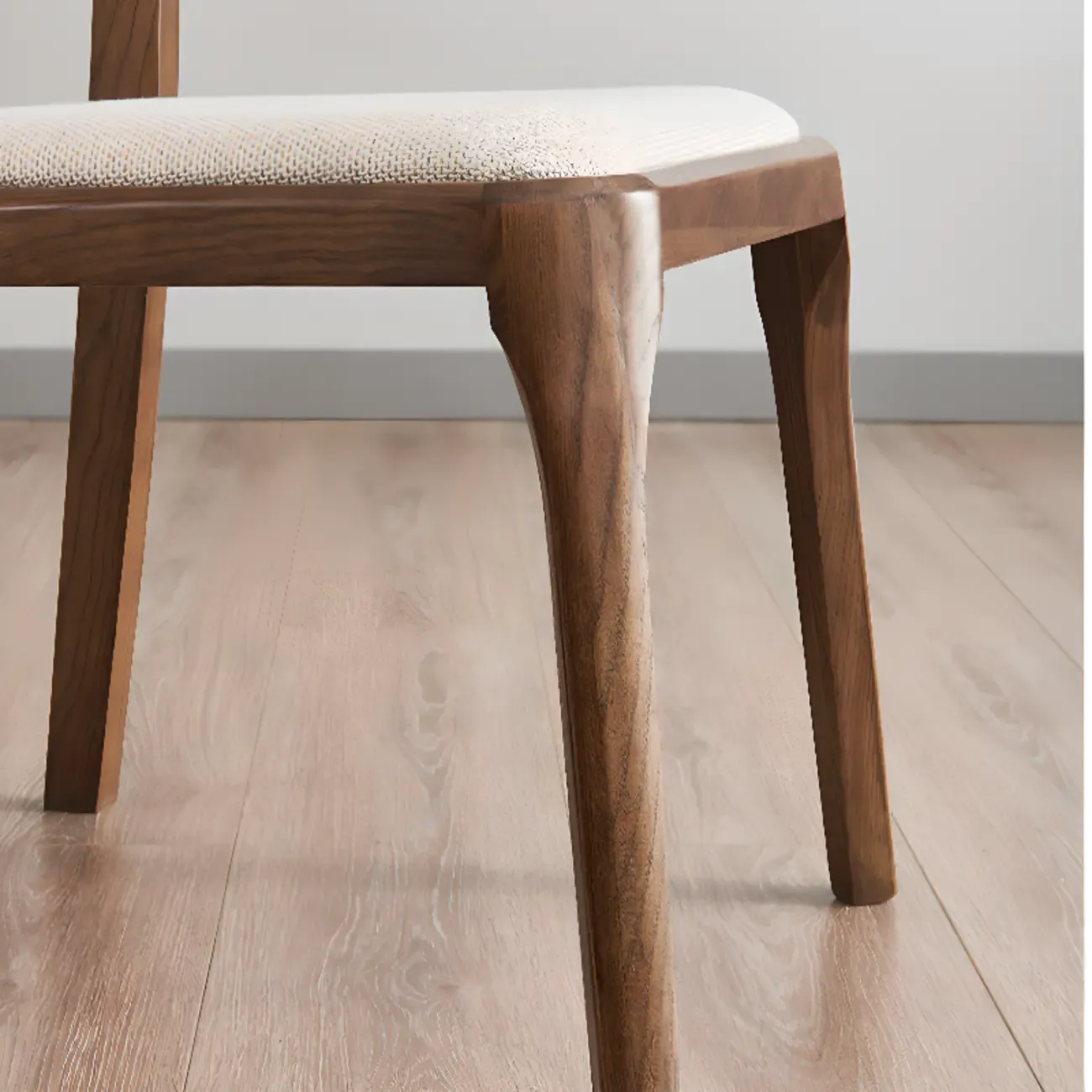 Natural Scandinavian Wooden Open Back Armless Dining Chair Image - 12