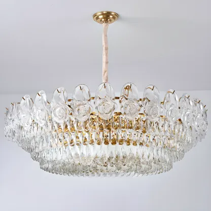 Modern Luxury Crystal Chandeliers with Glassy Shade Image - 8