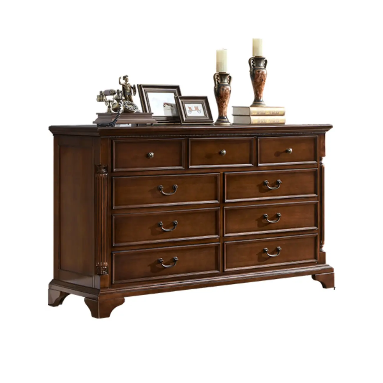 Traditional Brown Wood Dressers with 9-Drawers for Office Image - 6 | homeyfad