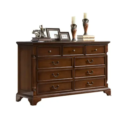 Traditional Brown Wood Dressers with 9-Drawers for Office Image - 6