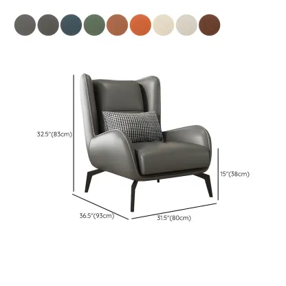 Modern Beige Leather Accent Chair with One Pillow #size