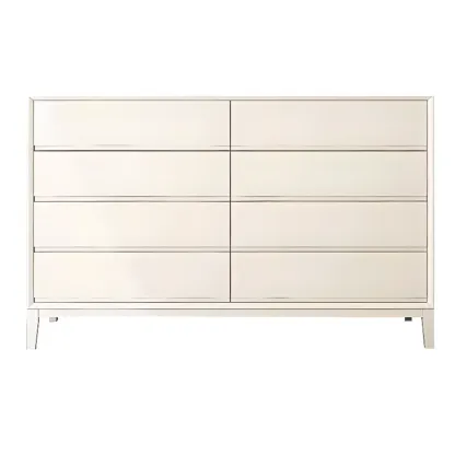 Modern Wooden Cream Double Dresser with Storage Image - 8