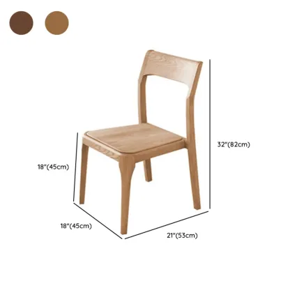 Natural Scandinavian Wooden Open Back Armless Dining Chair #size