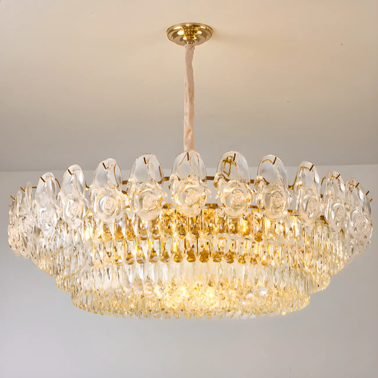 Modern Luxury Crystal Chandeliers with Glassy Shade Image - 9 | homeyfad