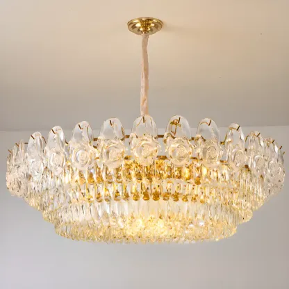 Modern Luxury Crystal Chandeliers with Glassy Shade Image - 9