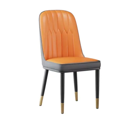 Modern Leather Upholstered Dining Chair with High Back Image - 24