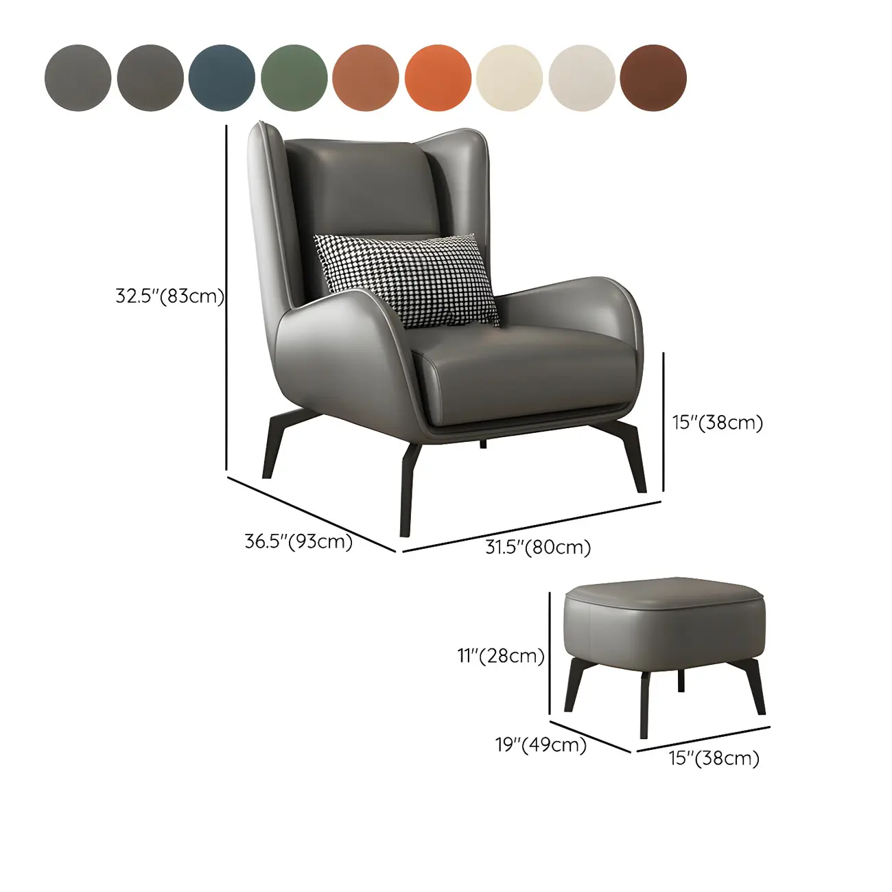 Modern Beige Leather Accent Chair with One Pillow Image - 31 | homeyfad