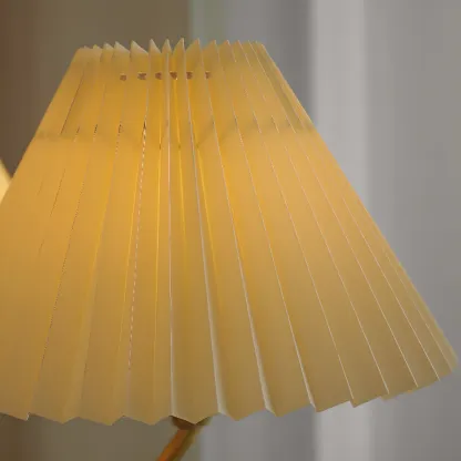 Vintage Brass Fabric Chandelier with Beige Pleated Shades  Image - 10