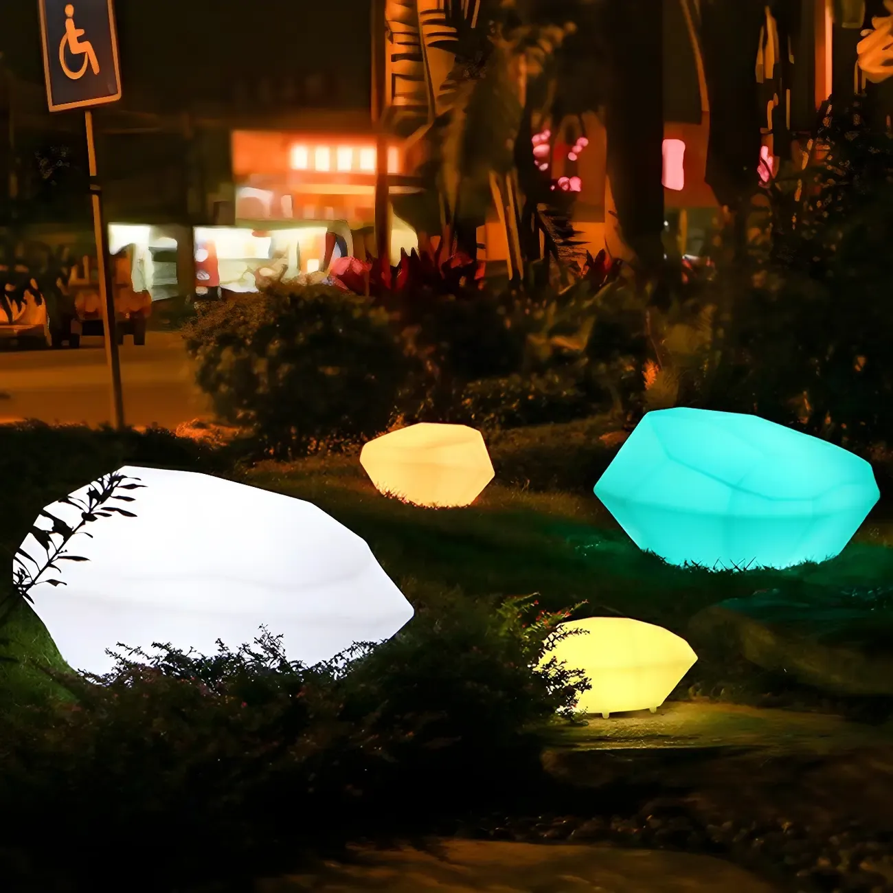 LED White Plastic Rock Ground Lighting for Outdoor Lawn Image - 4