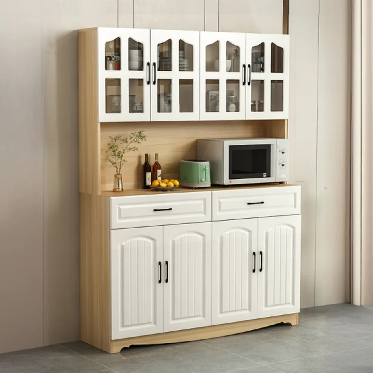 Wooden Display Cabinet with Glass Doors for Kitchens Image - 1 | homeyfad