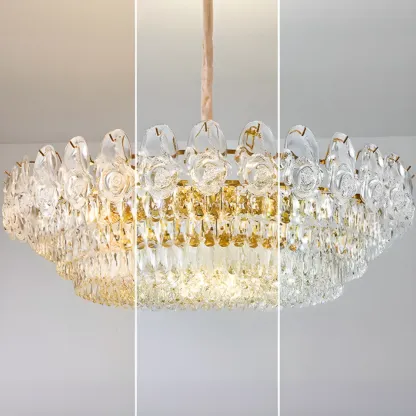 Modern Luxury Crystal Chandeliers with Glassy Shade Image - 10