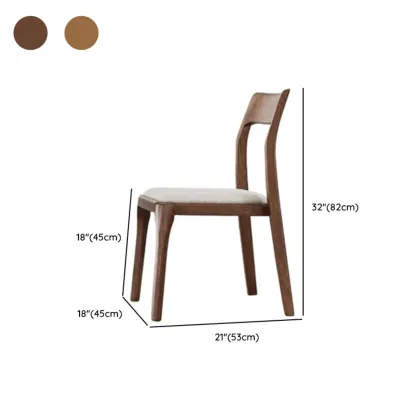 Natural Scandinavian Wooden Open Back Armless Dining Chair Image - 15