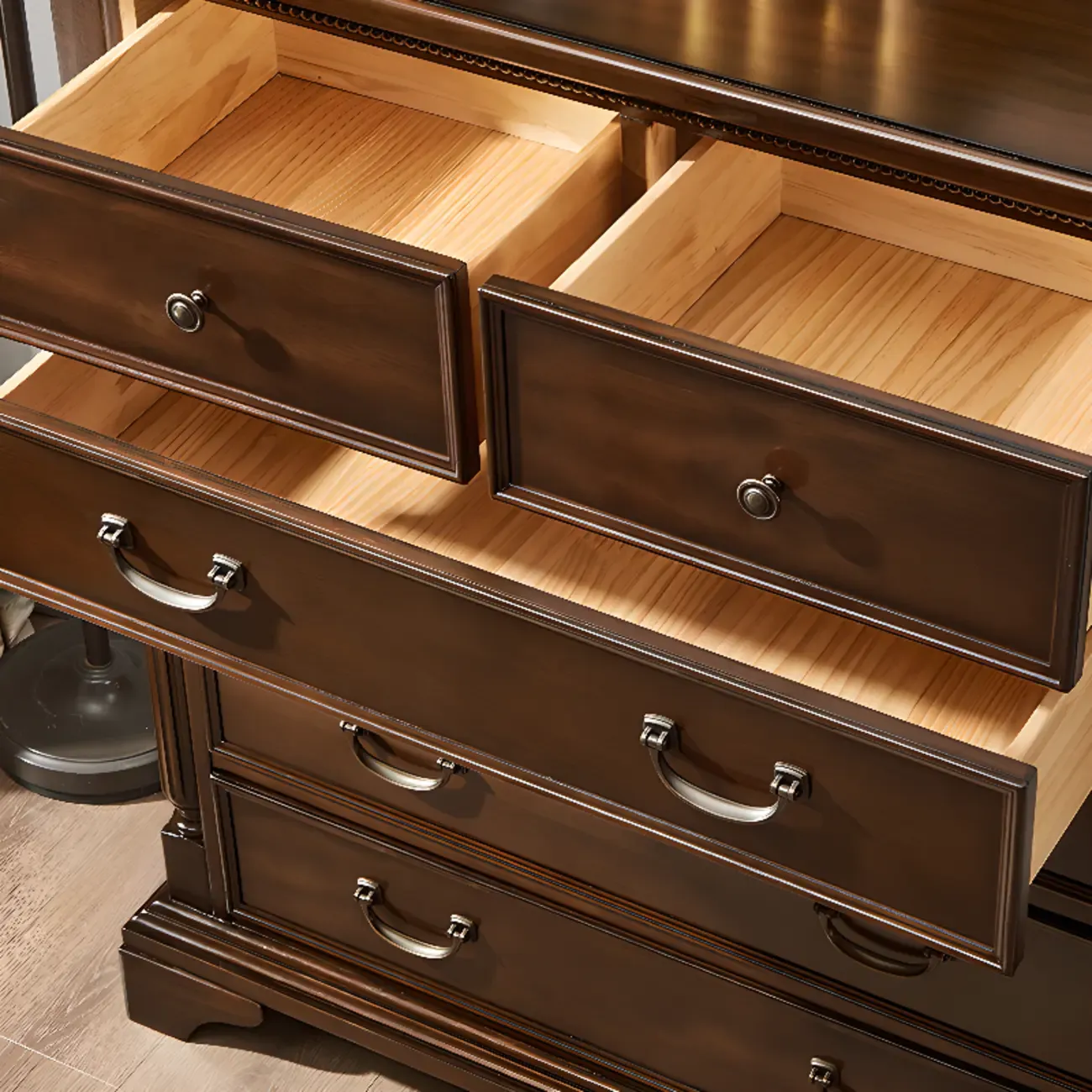 Traditional Brown Wood Dressers with 9-Drawers for Office Image - 8