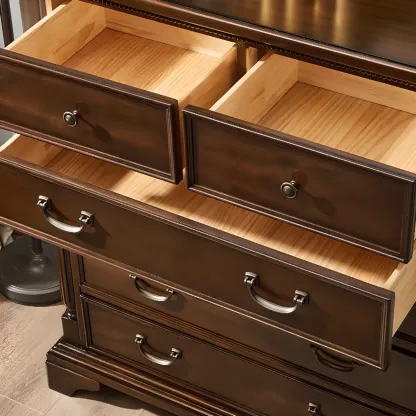 Traditional Brown Wood Dressers with 9-Drawers for Office Image - 8
