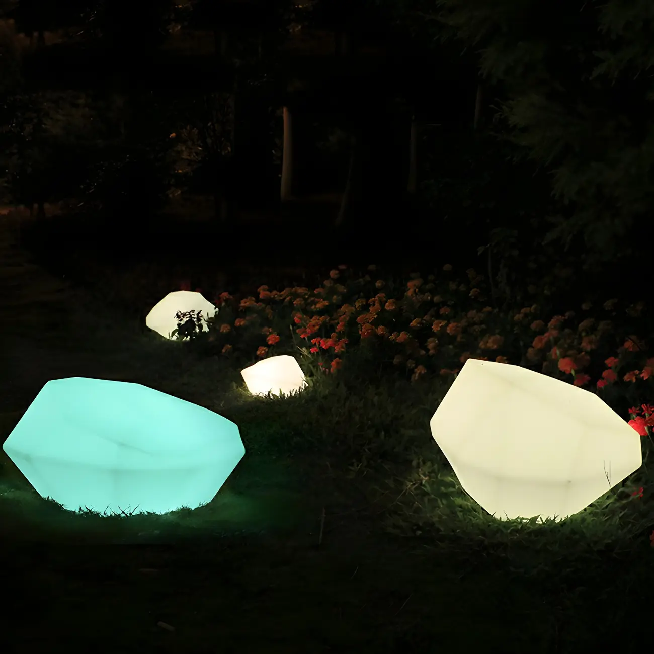 LED White Plastic Rock Ground Lighting for Outdoor Lawn Image - 6 | homeyfad