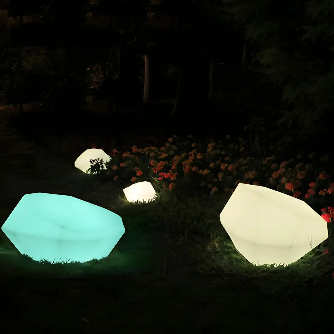 LED White Plastic Rock Ground Lighting for Outdoor Lawn Image - 6
