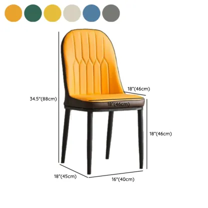 Modern Leather Upholstered Dining Chair with High Back Image - 27